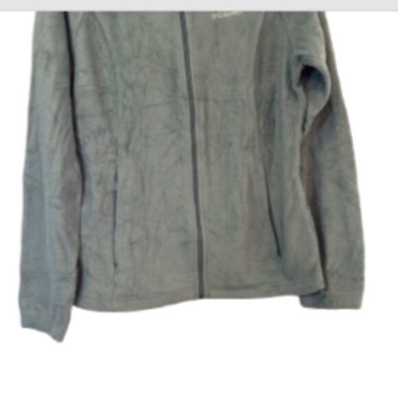 Columbia Women’s Fleece Jacket Size Large Green Fuzzy Full Zip Pockets EUC - Picture 5 of 14